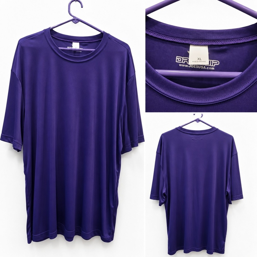 Joe's USA Dri Equip Performance T-Shirt Men's XL Purple Moisture Wicking Tee